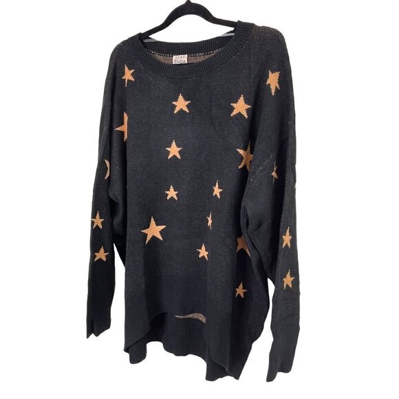 Como Vintage Black Pullover Star Design Sweater NWT Plus Sizes - Picture 4 of 13